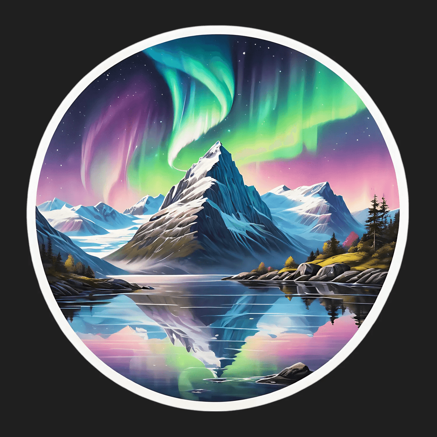 Northern Lights Sticker - Aurora Mountain Magic - Heat Press Transfer