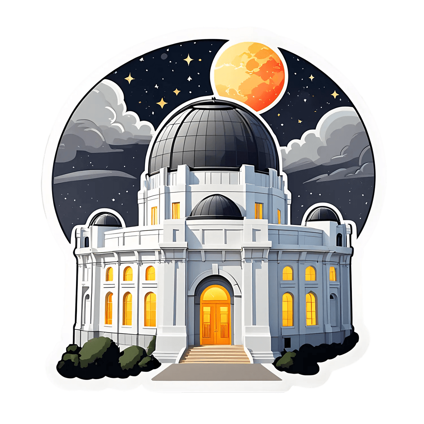 Observatory Night Sky - Moon Sticker - Heat Press Transfer