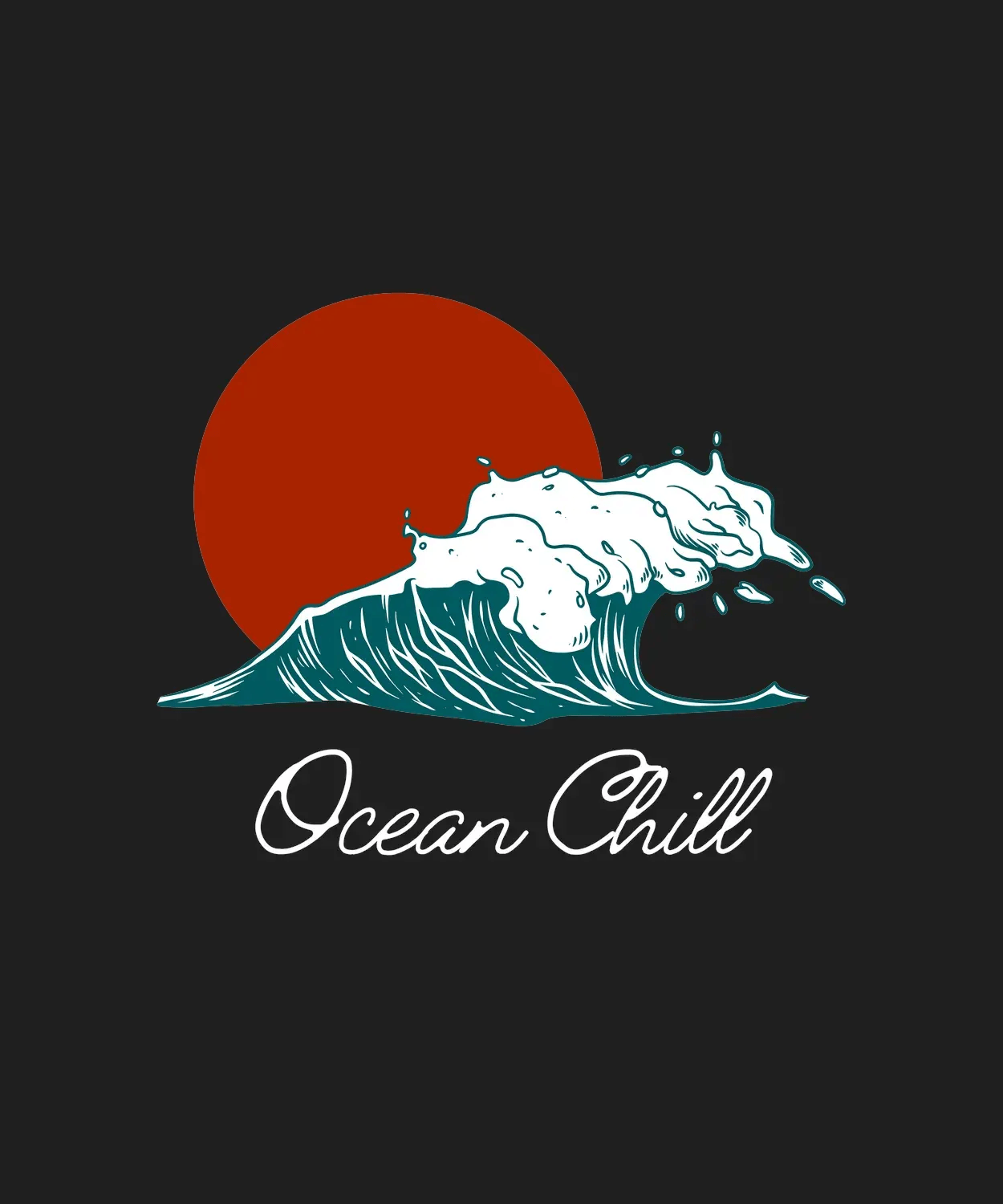 Ocean Chill Wave - DTF Ready to Press (black_bg)