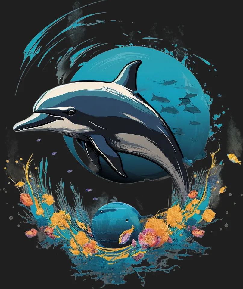 Ocean Dolphin Splash - DTF Ready to Press - Heat Press Transfer