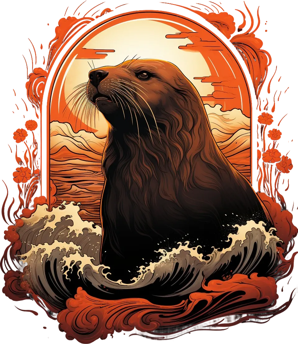 Ocean Seal Sunset - DTF Ready to Press - Heat Press Transfer