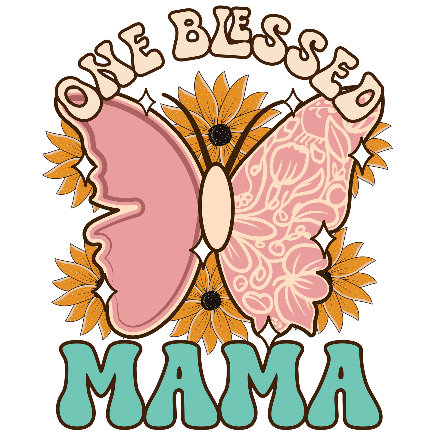 One Blessed Mama Design - DTF Ready To Press - Heat Press Transfer
