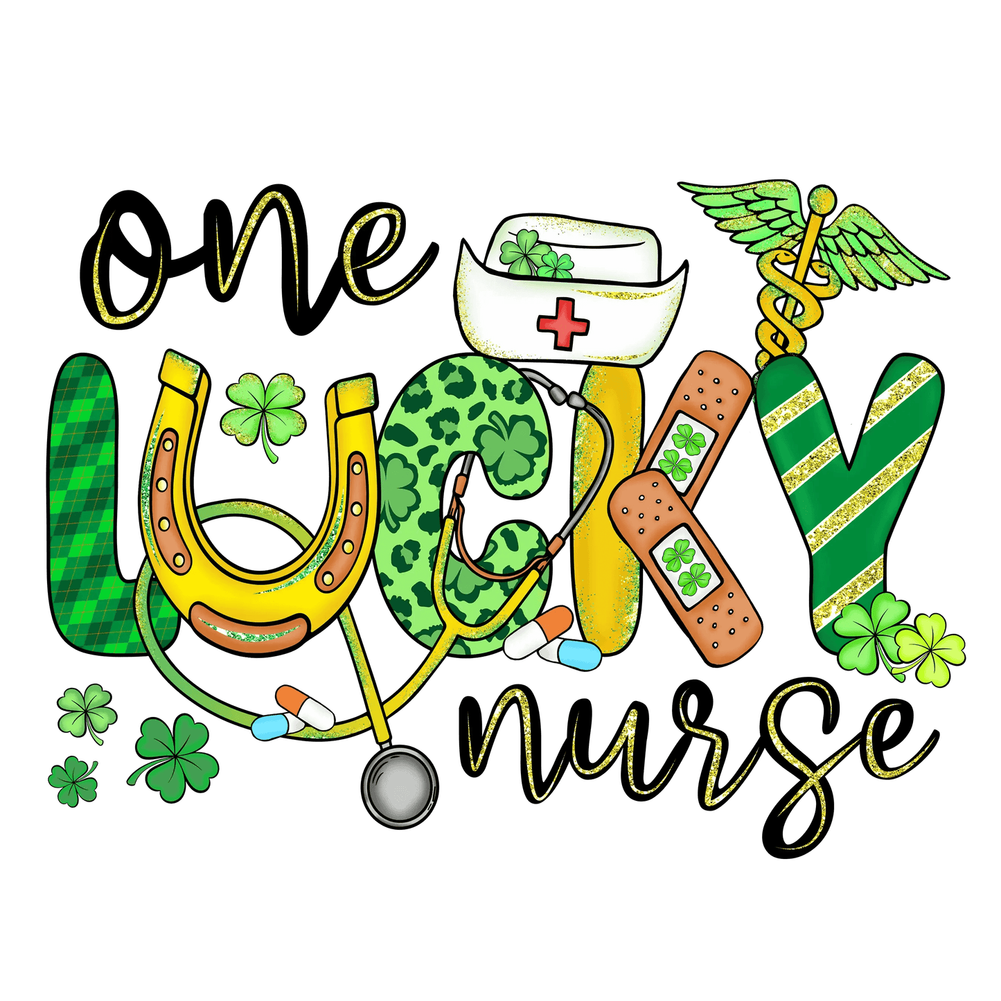 One Lucky Nurse Saint Patrick's Day Design - DTF Ready To Press - Heat Press Transfer