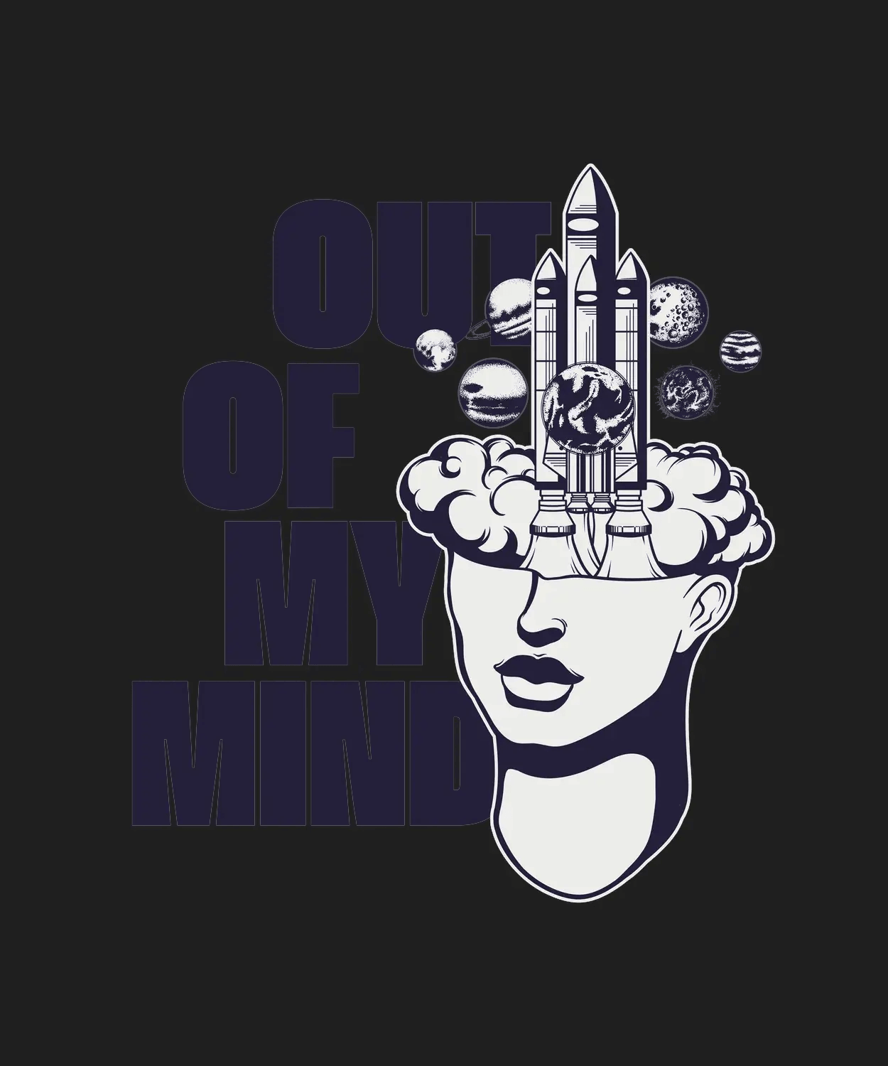 Out of My Mind - DTF Ready to Press (black_bg)