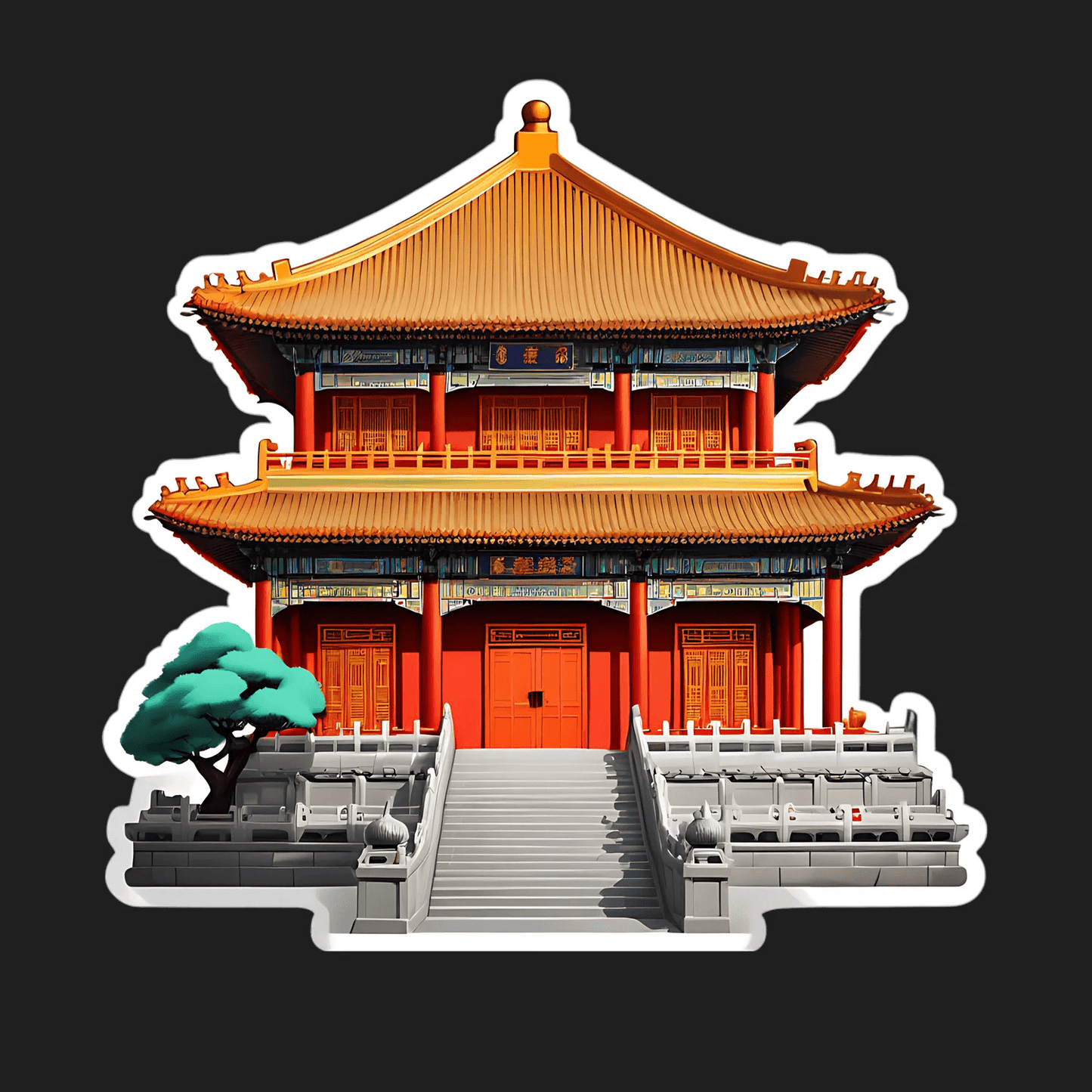 Pagoda Temple View - Sticker - Heat Press Transfer