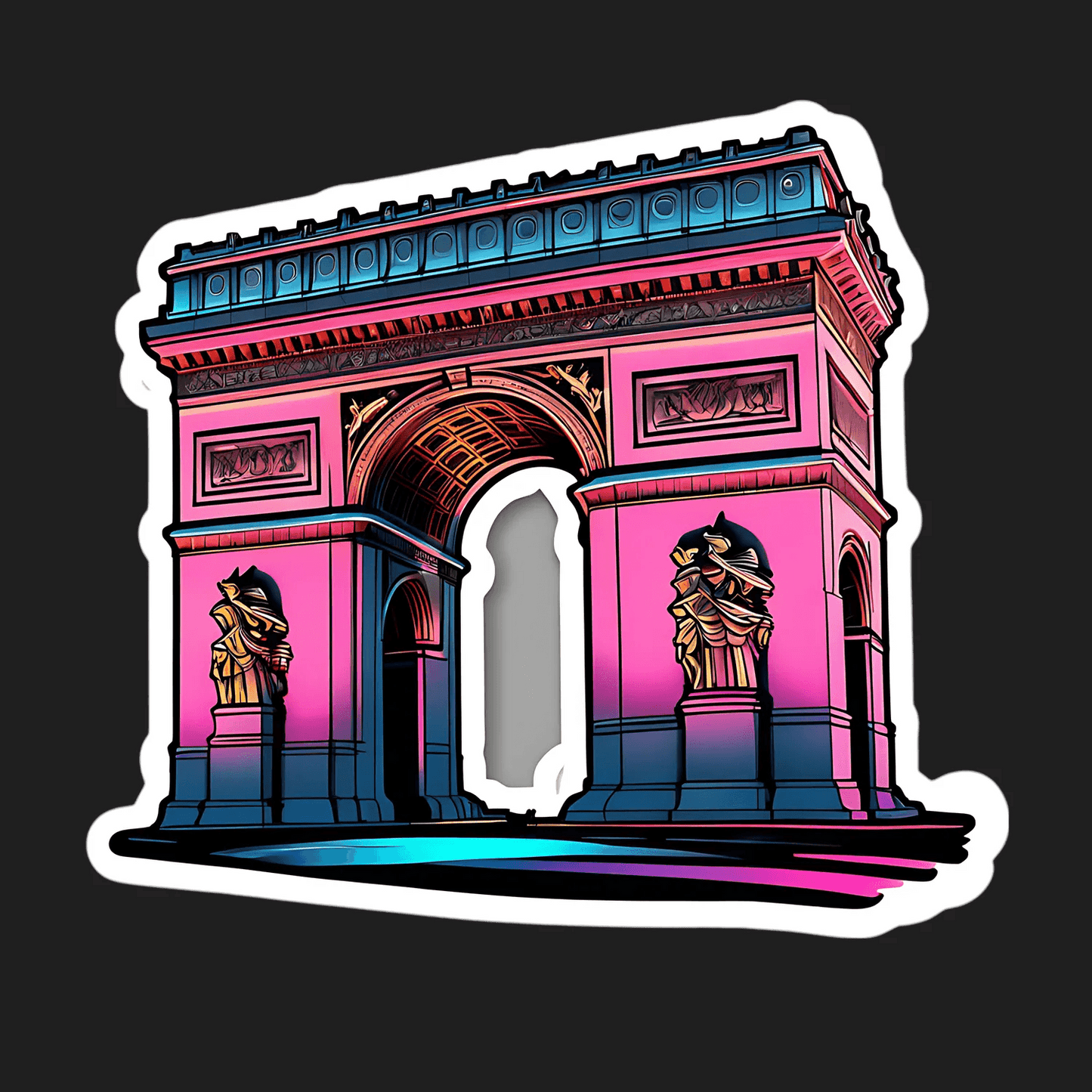 Paris Landmark Sticker - Colorful Arch - Heat Press Transfer