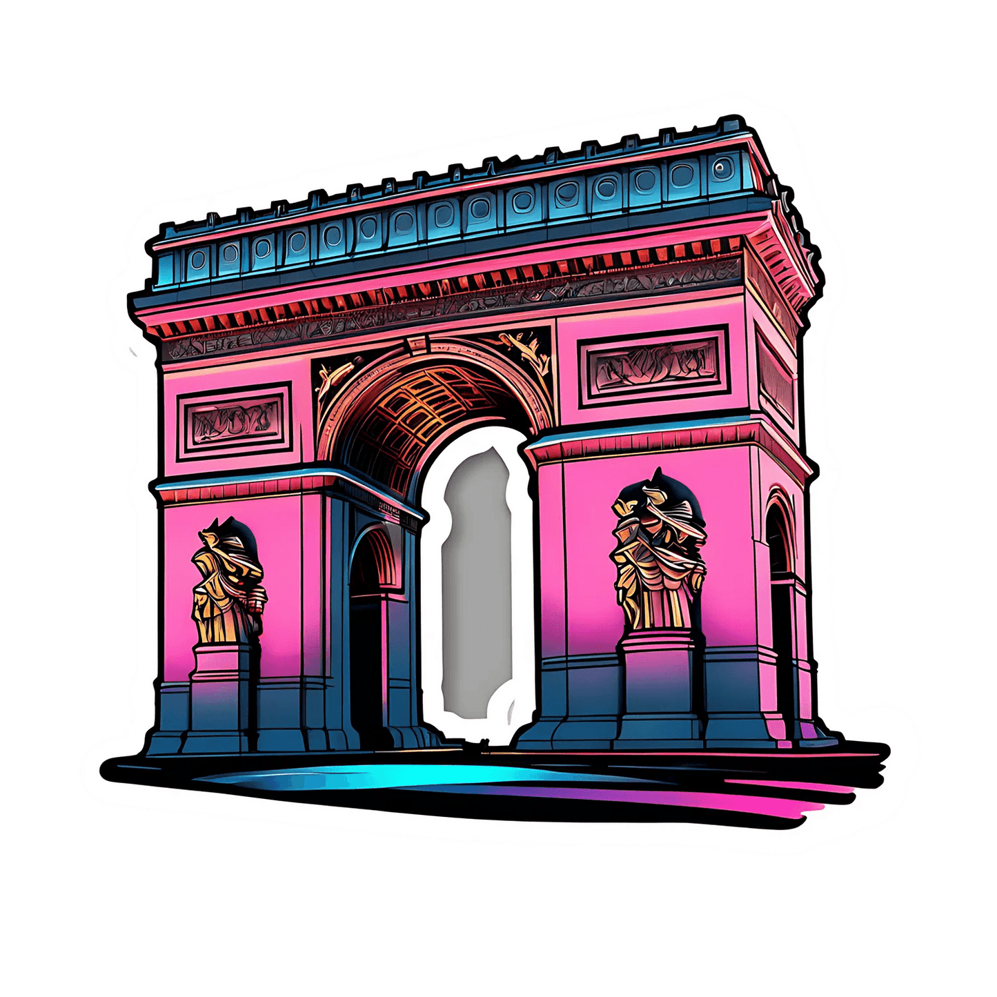Paris Landmark Sticker - Colorful Arch - Heat Press Transfer