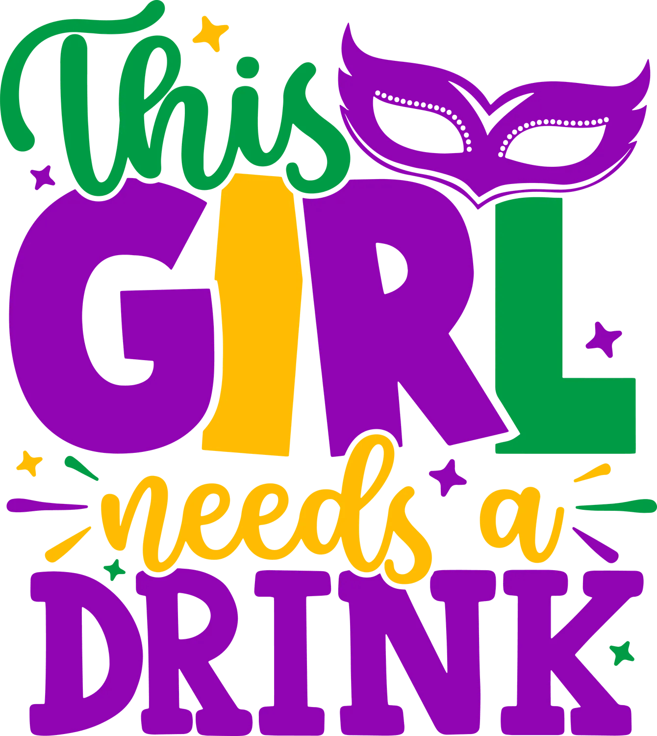 Party Girl Drink - DTF Ready to Press - Heat Press Transfer