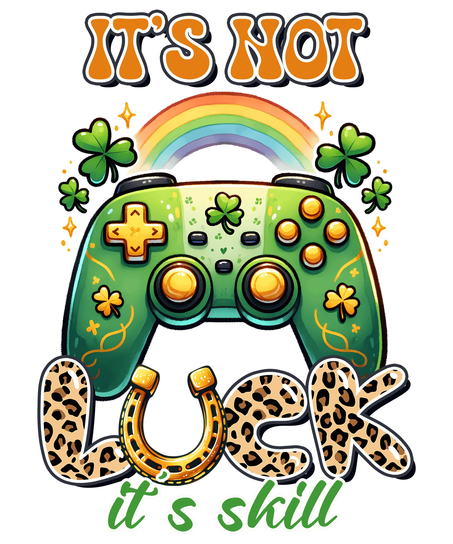 Patricks Day Cool Gamer Design - DTF Ready To Press - Heat Press Transfer