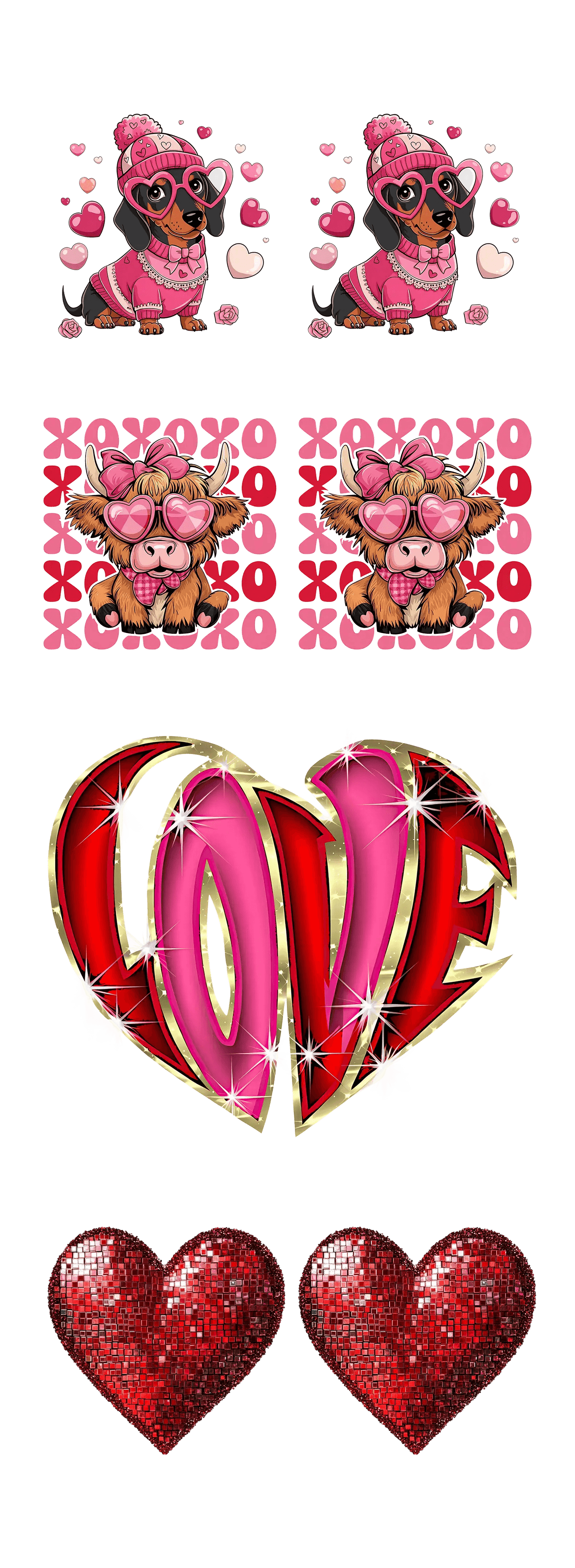 Paws & Hearts: Valentine’s Day DTF Gang Sheet 22"x60" Premade DTF Gang Sheet - Heat Press Transfer