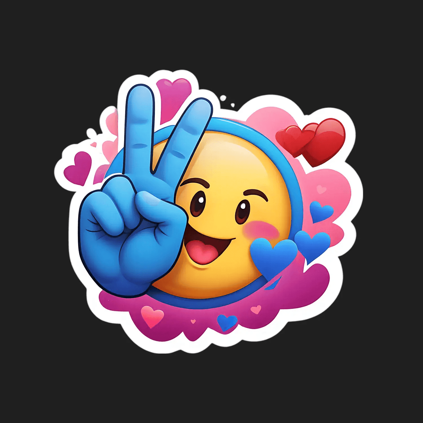 Peace Emoji Sticker - Vibrant Love & Hearts - Heat Press Transfer