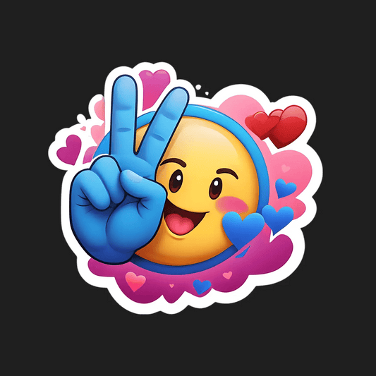 Peace Emoji Sticker - Vibrant Love & Hearts - Heat Press Transfer