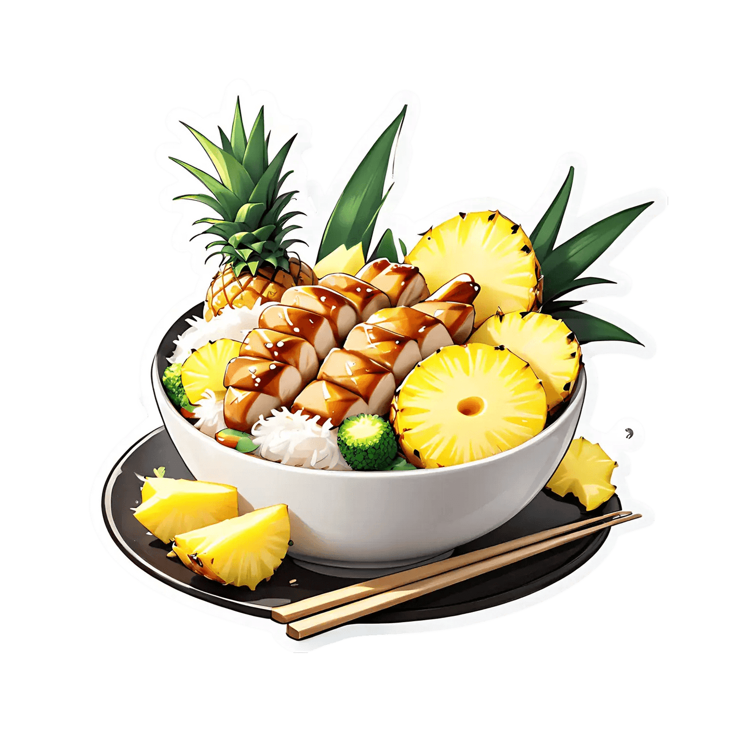 Pineapple Bowl Sticker - Tropical Decor - Heat Press Transfer