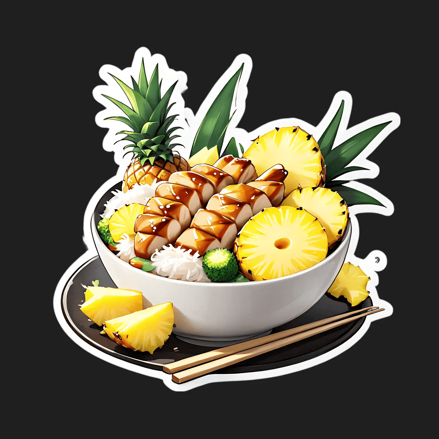 Pineapple Bowl Sticker - Tropical Decor - Heat Press Transfer