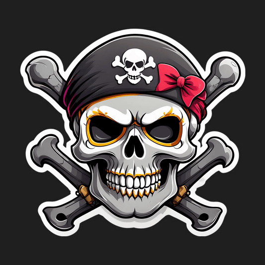 Pirate Skull Sticker - Unique Artistic Decal - Heat Press Transfer