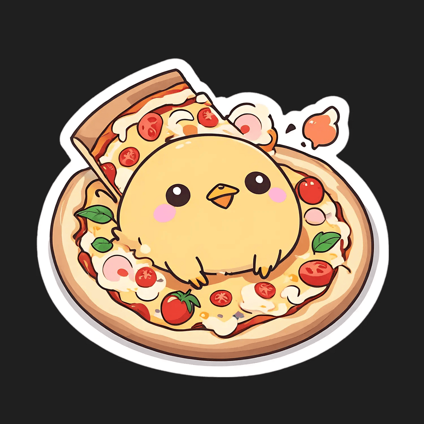 Pizza Chick - Cute Animal Sticker - Heat Press Transfer