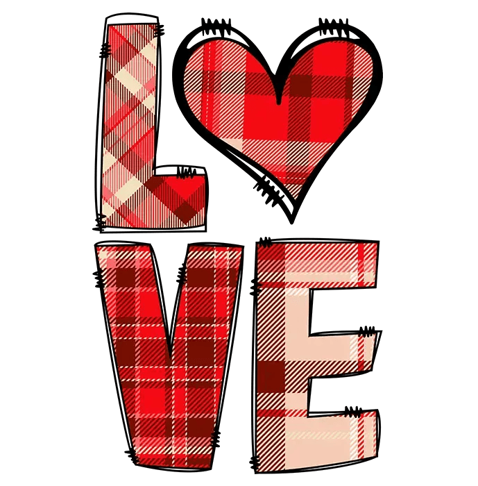 Plaid & Sweet: Valentine’s Day DTF Gang Sheet 22"x60" Premade DTF Gang Sheet - Heat Press Transfer