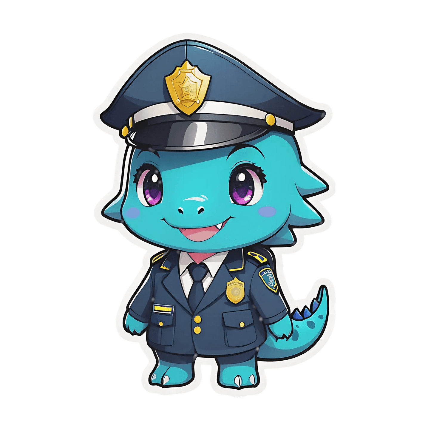 Police Dinosaur Sticker - Cute Cartoon Cop - Heat Press Transfer