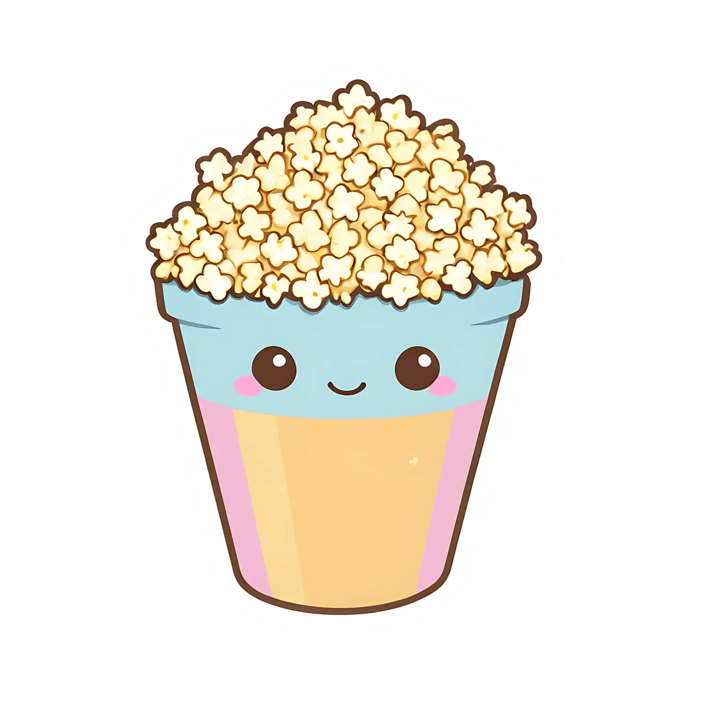 Popcorn Bucket Sticker - Cute Kawaii Style - Heat Press Transfer