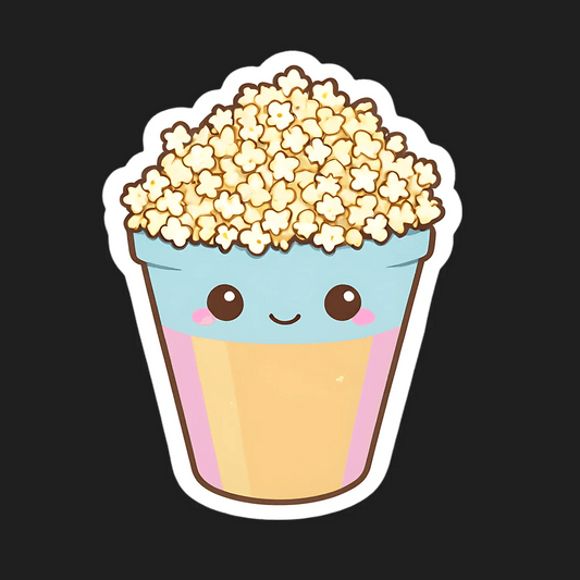 Popcorn Bucket Sticker - Cute Kawaii Style - Heat Press Transfer