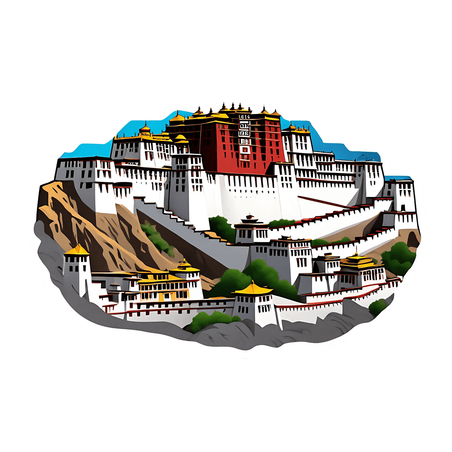 Potala Palace Sticker - Tibetan Architectural Art - Heat Press Transfer