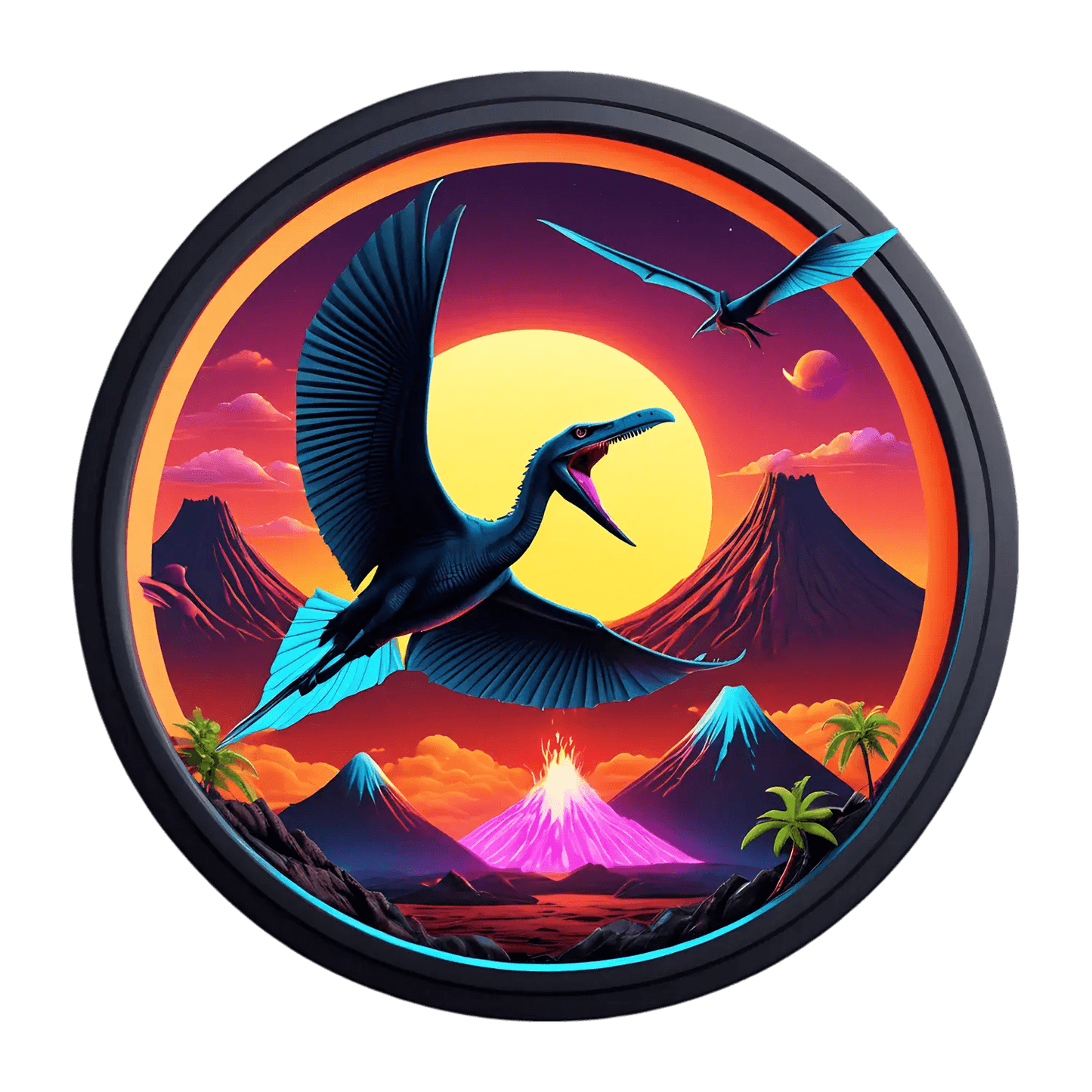 Prehistoric Bird - Volcanic Sunset Sticker - Heat Press Transfer