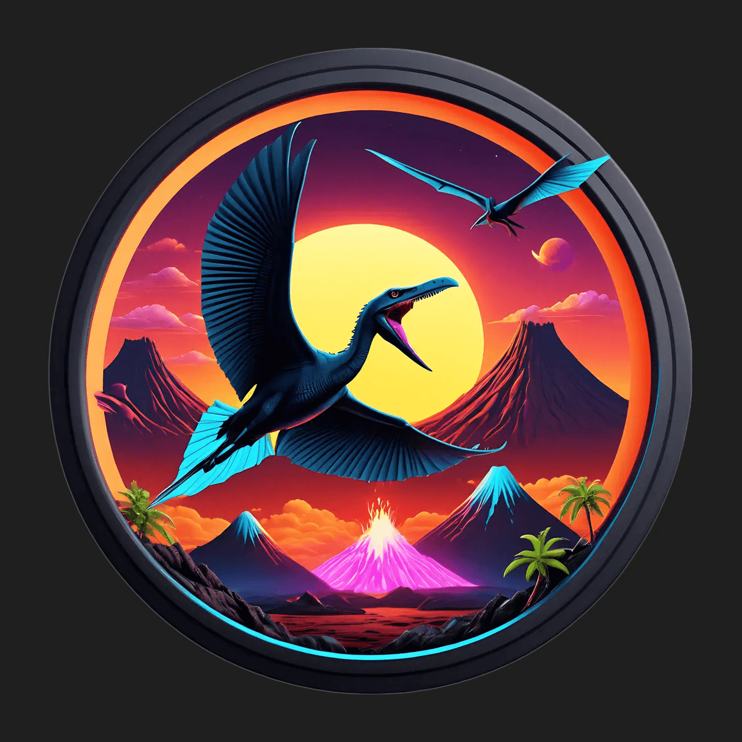 Prehistoric Bird - Volcanic Sunset Sticker - Heat Press Transfer