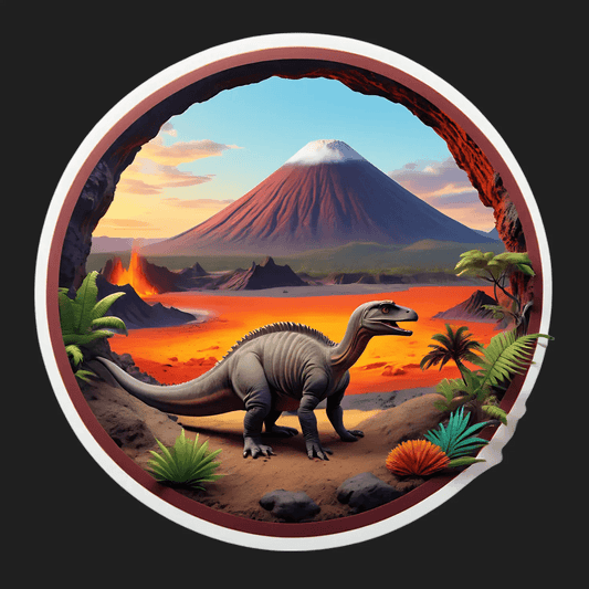 Prehistoric Volcano - Dinosaur Sticker - Heat Press Transfer