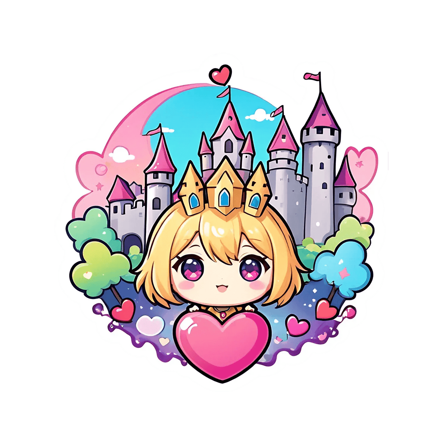 Princess Castle Heart - Sticker - Heat Press Transfer