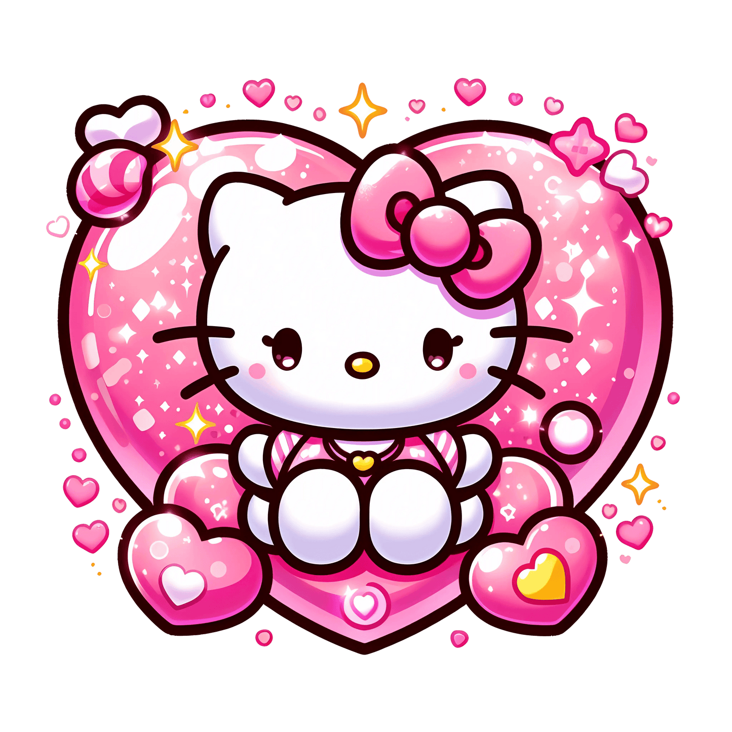 Princess Hello Kitty Valentine's Day Design - DTF Ready To Press - Heat Press Transfer