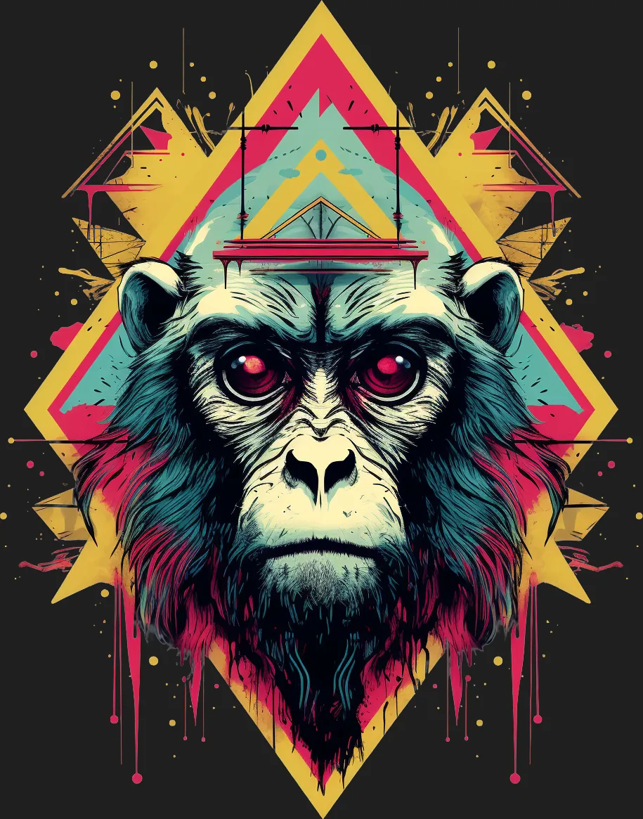 Psychedelic Monkey - DTF Ready to Press - Heat Press Transfer