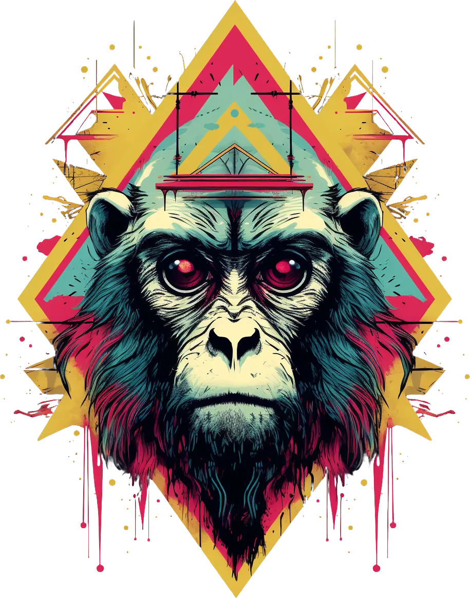 Psychedelic Monkey - DTF Ready to Press - Heat Press Transfer