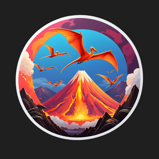 Pterosaur Volcano - Volcanic Dinosaur Sticker - Heat Press Transfer