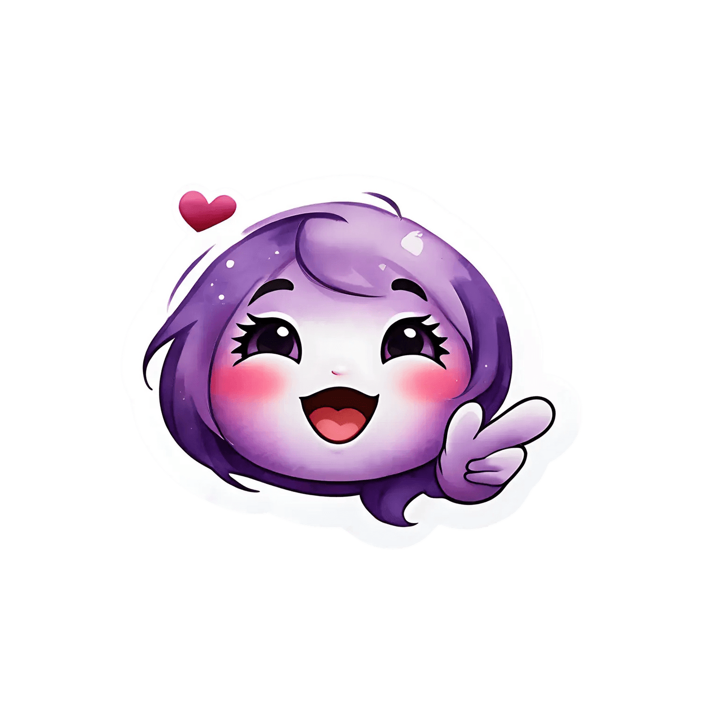 Purple Heart Kawaii - Sticker - Heat Press Transfer