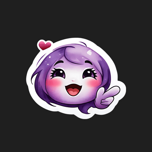 Purple Heart Kawaii - Sticker - Heat Press Transfer