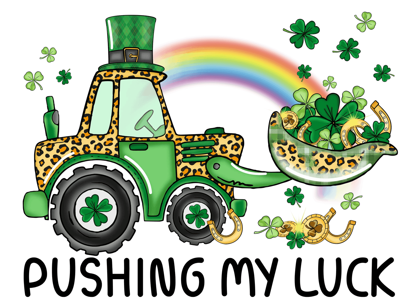 Pushing My Luck Lucky Charms Clover Truck Design - DTF Ready To Press - Heat Press Transfer