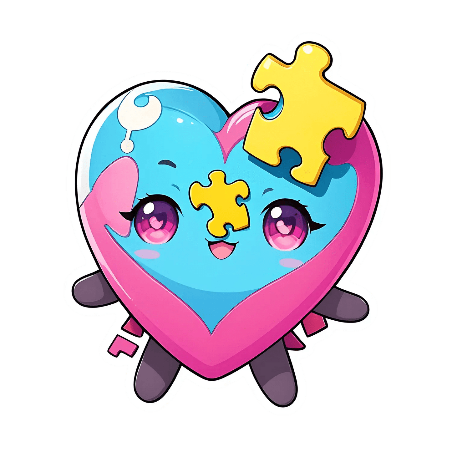 Puzzle Heart Sticker - Cute Anime Design - Heat Press Transfer