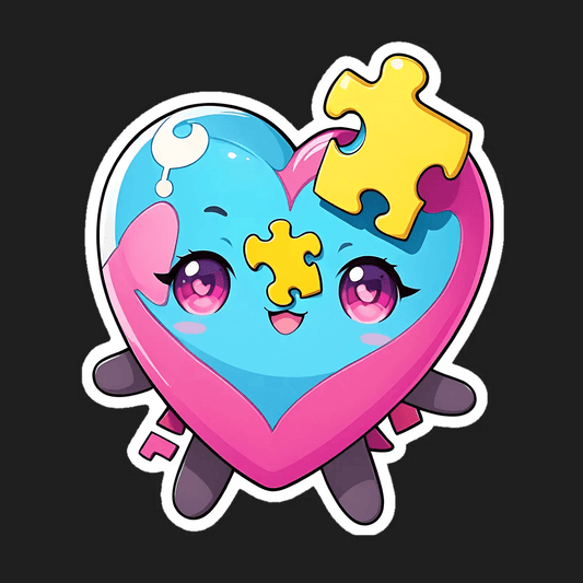 Puzzle Heart Sticker - Cute Anime Design - Heat Press Transfer