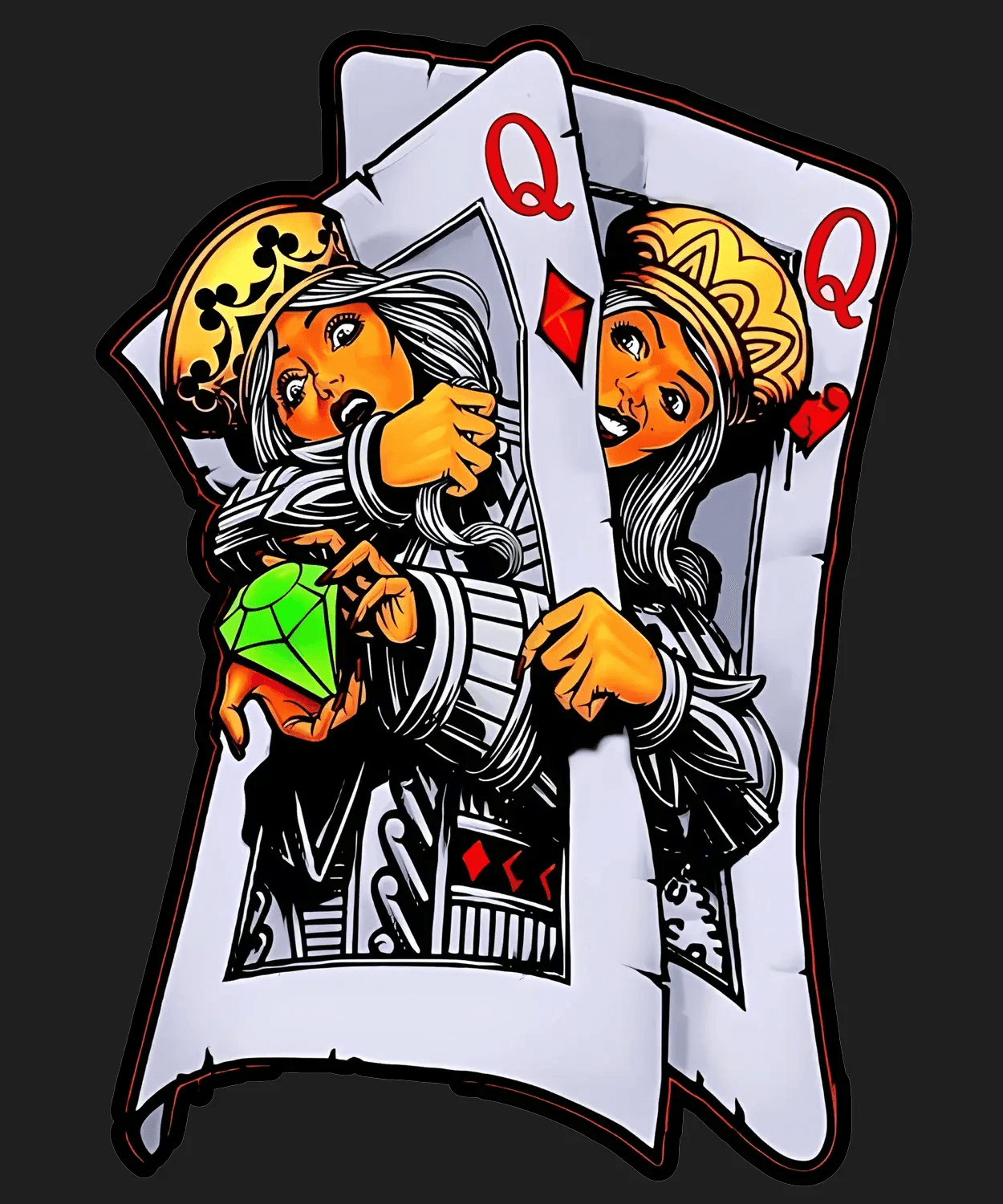 Queen of Hearts - DTF Ready to Press (black_bg)