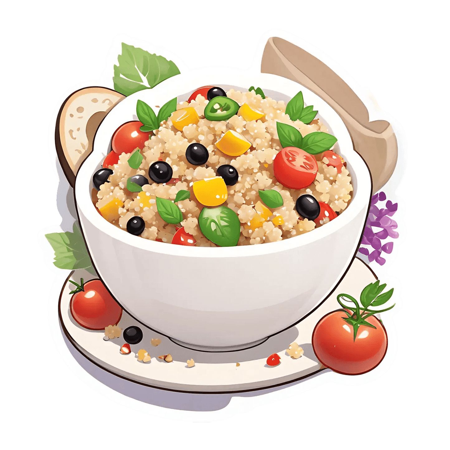Quinoa Salad Bowl - Colorful Food Sticker - Heat Press Transfer