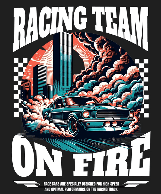 Racing Team On Fire - DTF Ready to Press - Heat Press Transfer