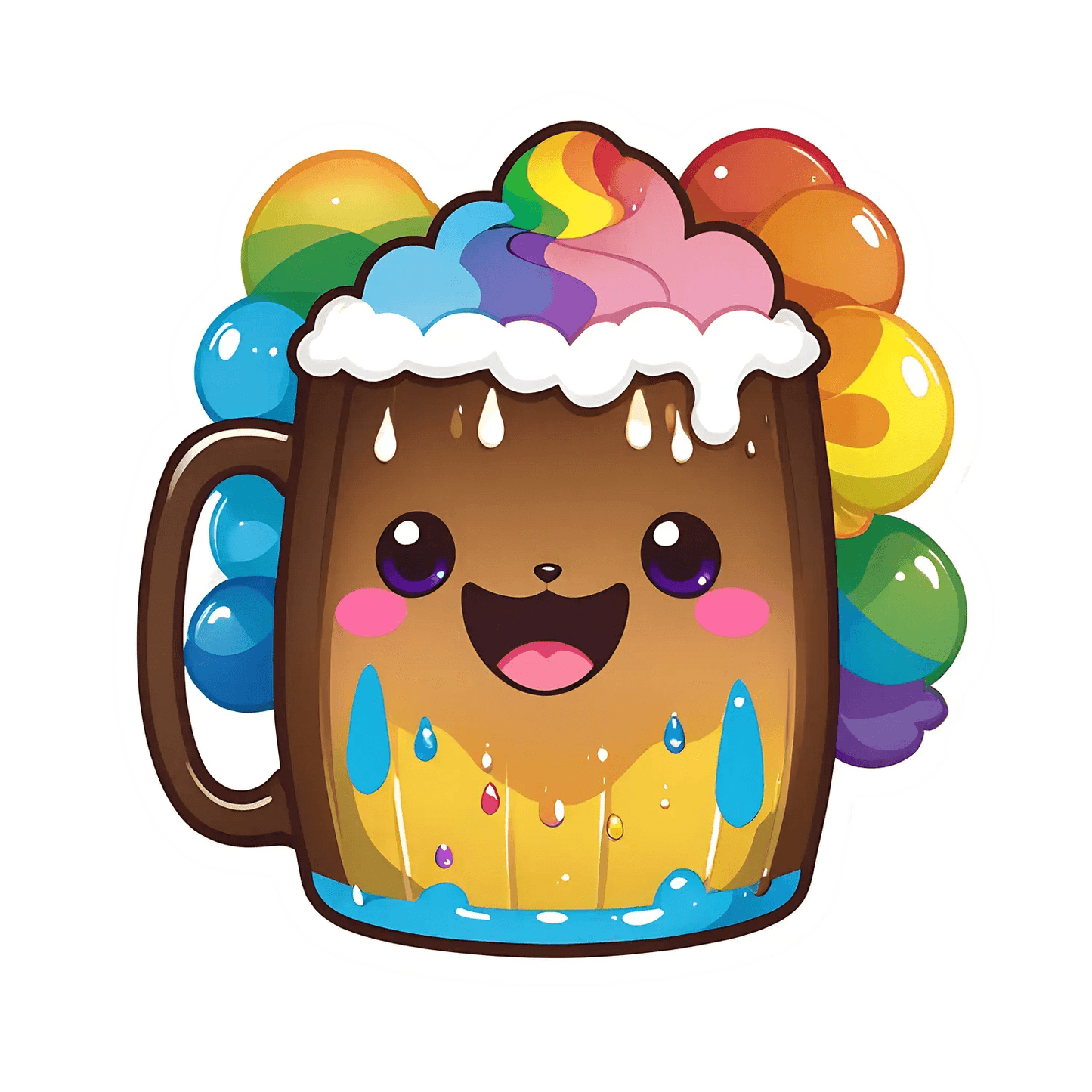 Rainbow Beer Mug - Cute Sticker - Heat Press Transfer