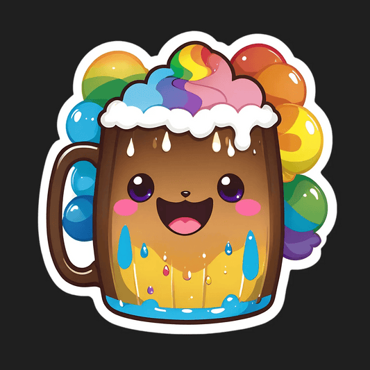 Rainbow Beer Mug - Cute Sticker - Heat Press Transfer