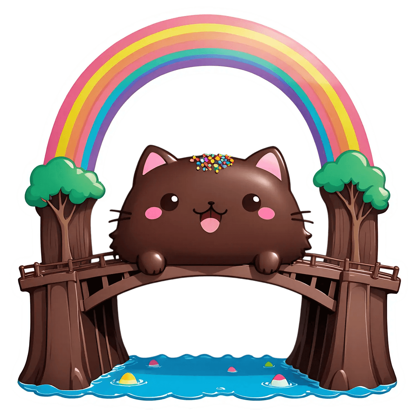 Rainbow Cat Bridge - Sticker - Heat Press Transfer