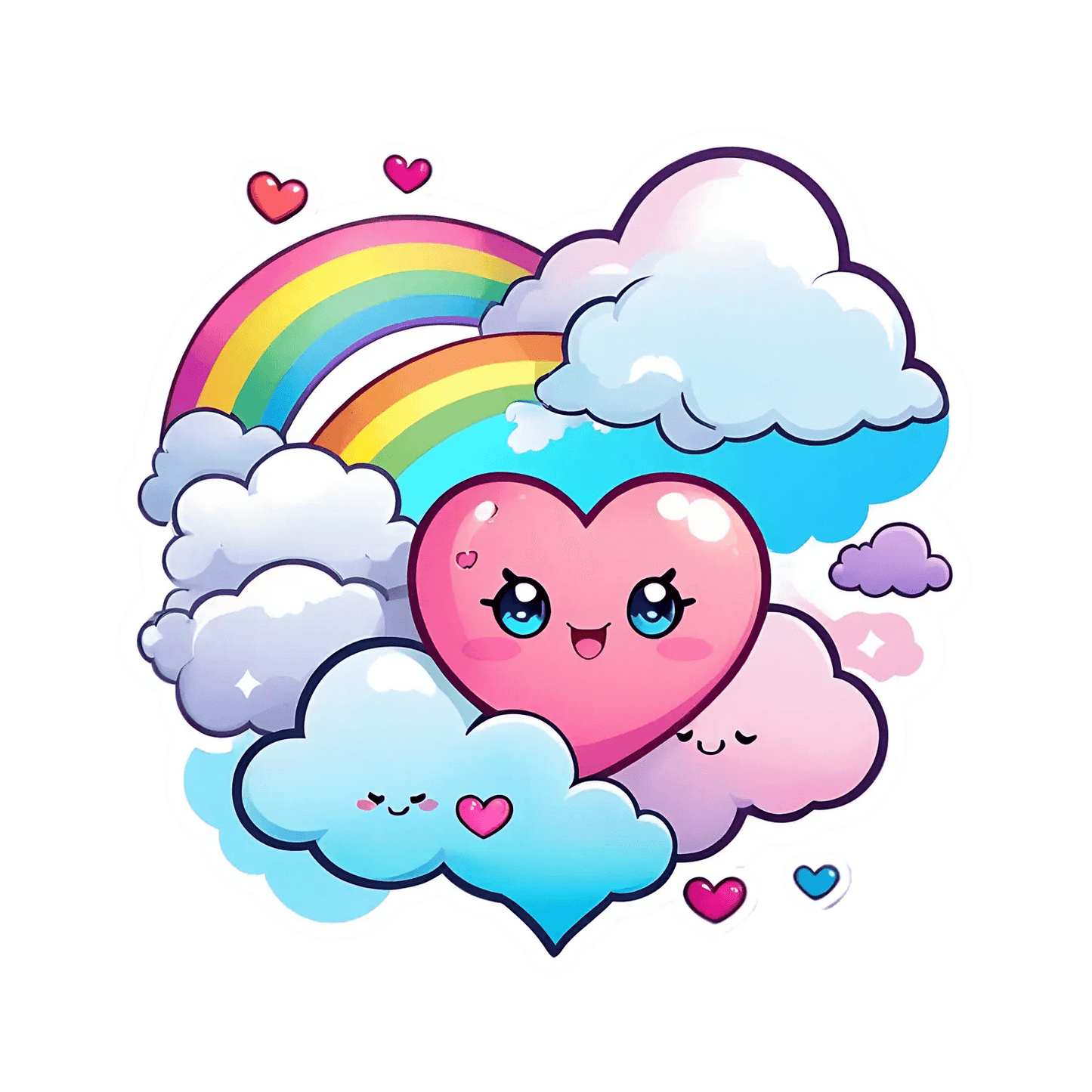 Rainbow Cloud Heart - Sticker - Heat Press Transfer