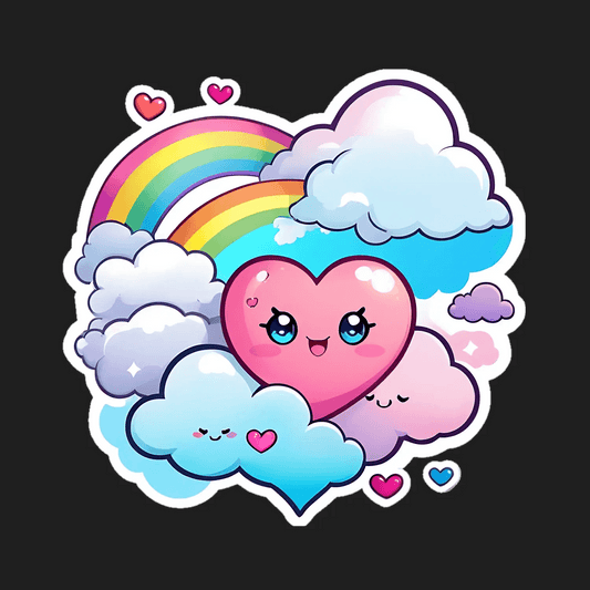 Rainbow Cloud Heart - Sticker - Heat Press Transfer