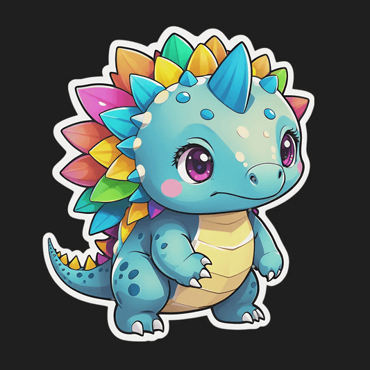 Rainbow Dinosaur Sticker - Colorful Fun Decor - Heat Press Transfer