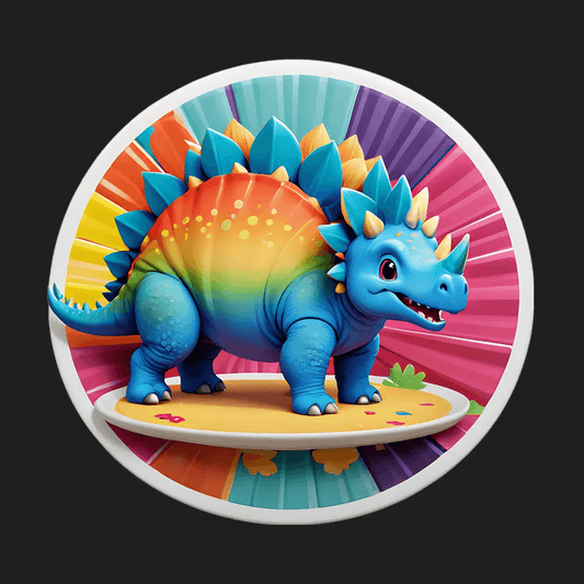 Rainbow Dinosaur Sticker - Vibrant UV DTF - Heat Press Transfer