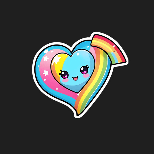 Rainbow Heart Sticker - Colorful and Cute - Heat Press Transfer