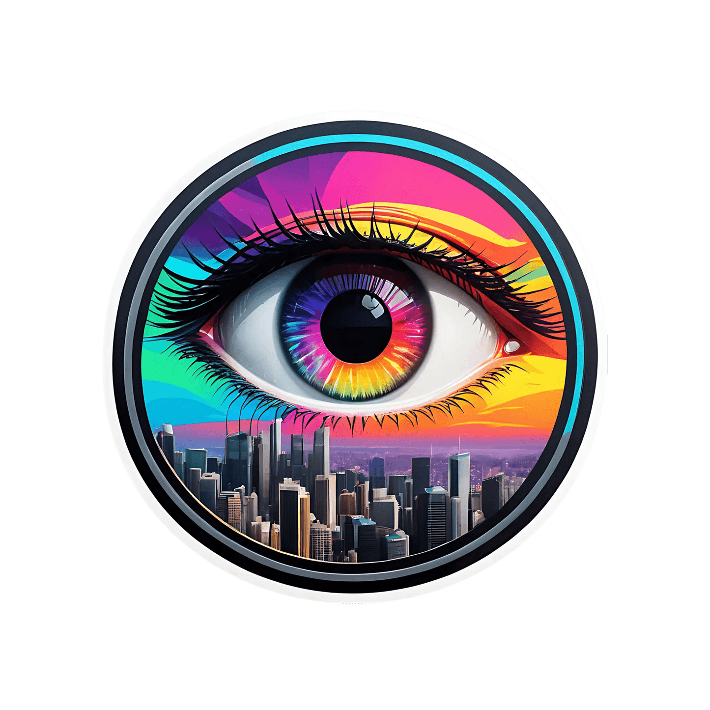 Rainbow Eye Cityscape - Sticker - Heat Press Transfer
